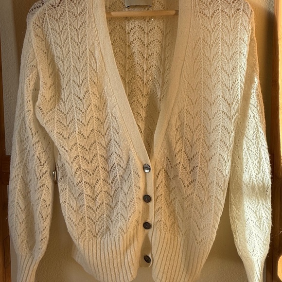 Jumper 1234 Open Knit Cardigan – Cream, Size S - Picture 9 of 9